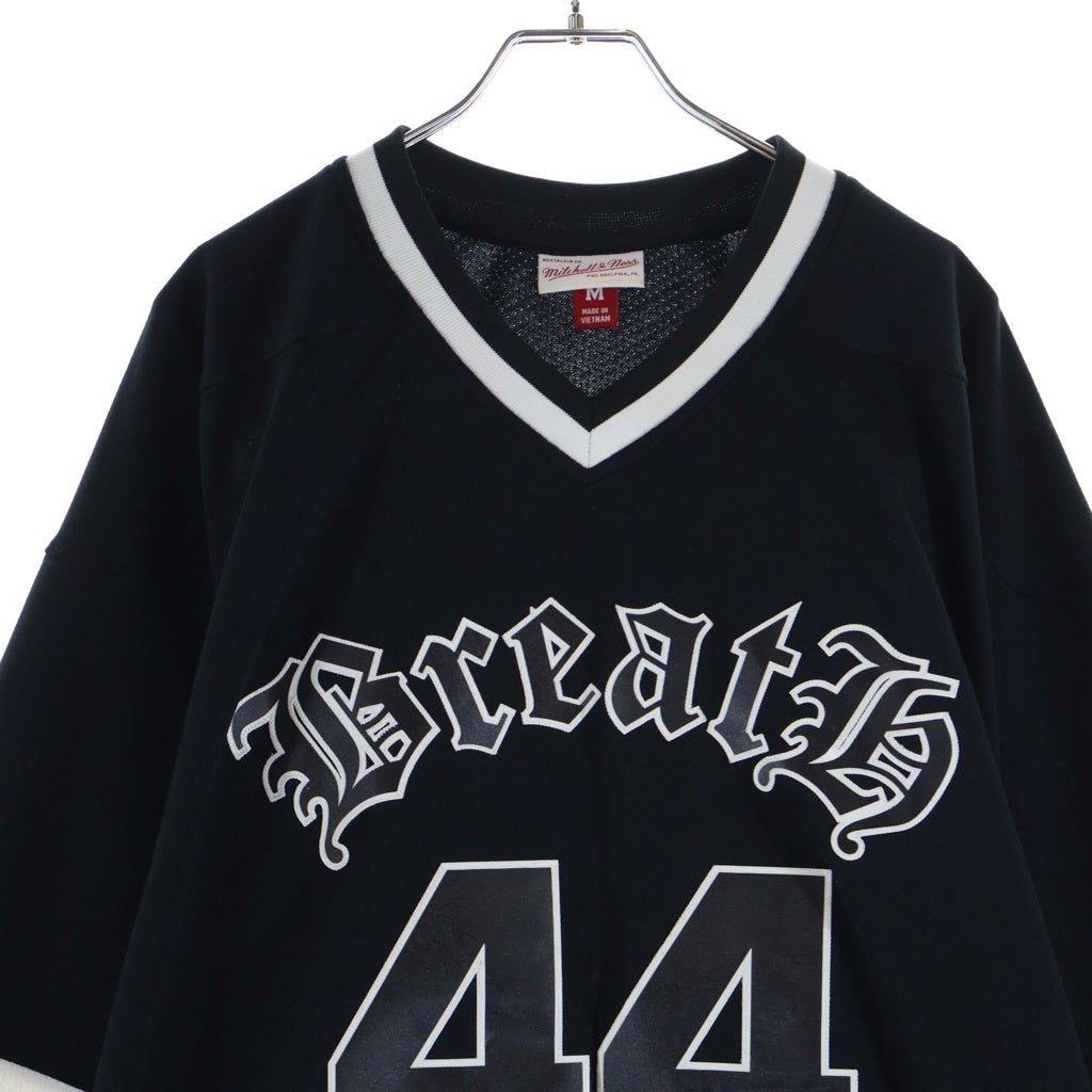 Mitchell&Ness(ミッチェル アンド ネス) ×BREATH HOCKEY JERSEY ブレス ナンバリング ロゴ ホッケー ジャージー Vネック 長袖Tシャツ カットソー ブラック