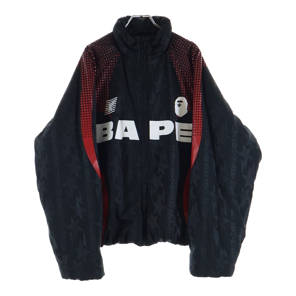 A BATHING APE(アベイシングエイプ) ABA FRAME MONOGRAM JACQUARD MULTI LOGO PADDED JACKET モノグラムジャガード マルチロゴ パデッド 中綿 ジャケット ブラック/レッド 001HJM301303M