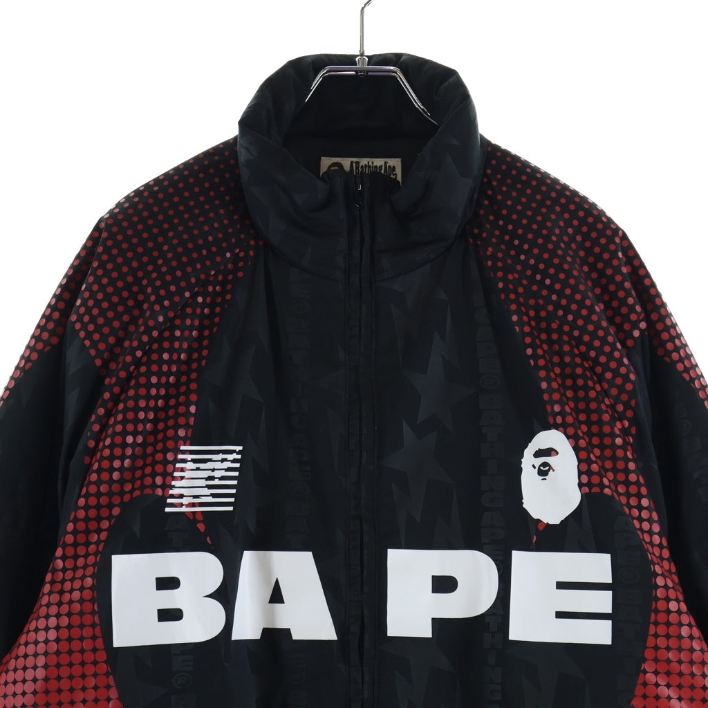 A BATHING APE(アベイシングエイプ) ABA FRAME MONOGRAM JACQUARD MULTI LOGO PADDED JACKET モノグラムジャガード マルチロゴ パデッド 中綿 ジャケット ブラック/レッド 001HJM301303M
