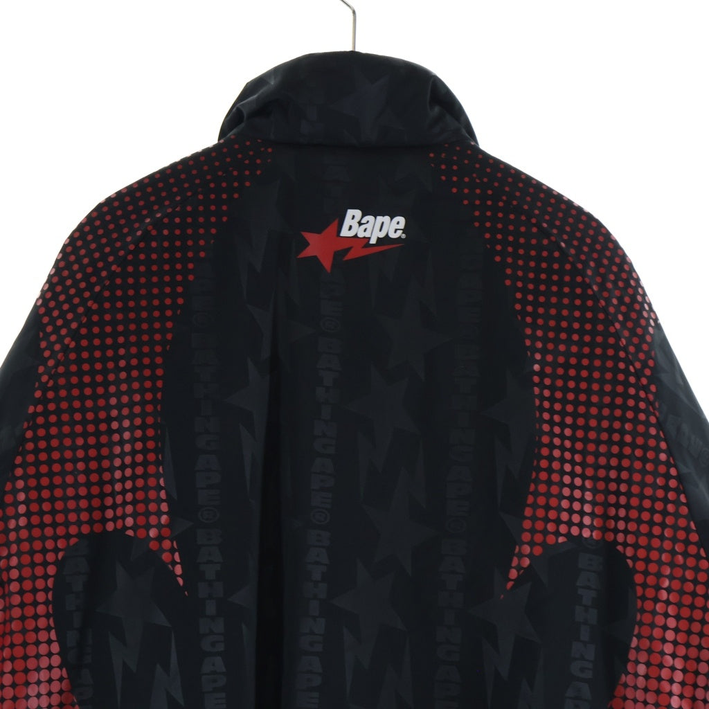 A BATHING APE(アベイシングエイプ) ABA FRAME MONOGRAM JACQUARD MULTI LOGO PADDED JACKET モノグラムジャガード マルチロゴ パデッド 中綿 ジャケット ブラック/レッド 001HJM301303M