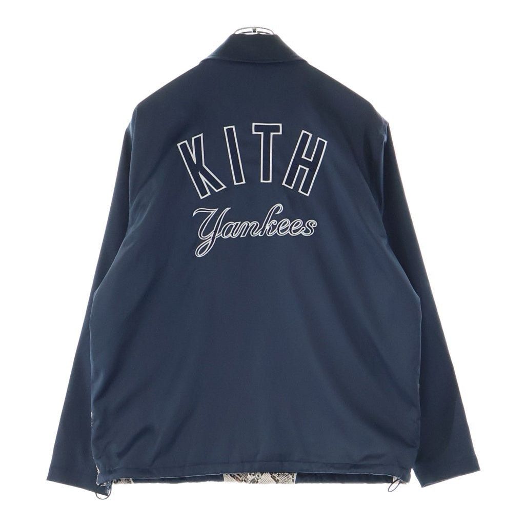 KITH(キス) ×Major League Baseball New York Yankees Snakeskin Coaches Jacket メジャー リーグ ベースボール ニューヨーク ヤンキース スネークスキン コーチ ジャケット ネイビー KT-870