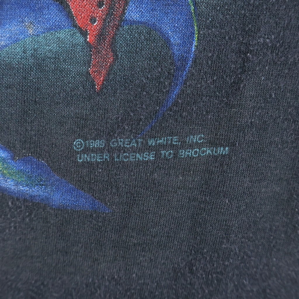 VINTAGE(ヴィンテージ) 80s VINTAGE great white 1989 Tour ヴィンテージ グレイトホワイト 両面プリント ツアー 半袖Tシャツ ブラック