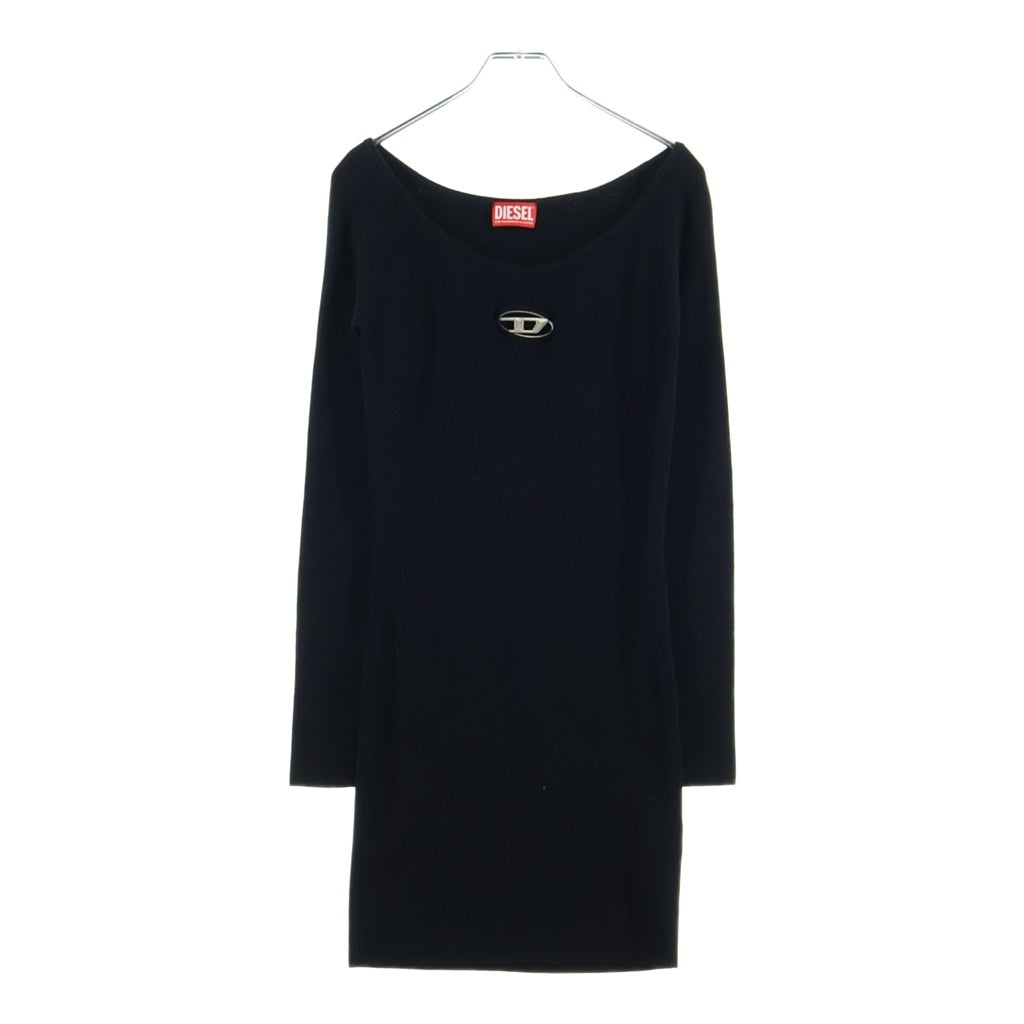 DIESEL(ディーゼル) M-VERA フロント オーバルD オフショルダー ニット ワンピース ブラック A14188 レディース