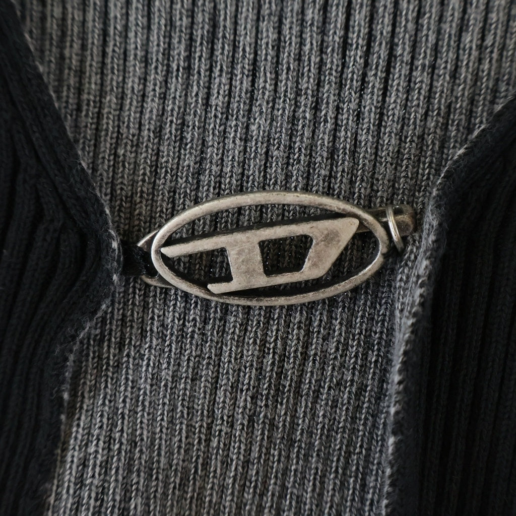 DIESEL(ディーゼル) 24SS M-LATINA オーバルDプレート ニットカーディガン ブラック レディース A14846