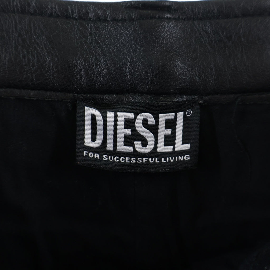 DIESEL(ディーゼル) O-AMBRA-A フロントボタン フェイクレザー ミニスカート ブラック レディース A06190