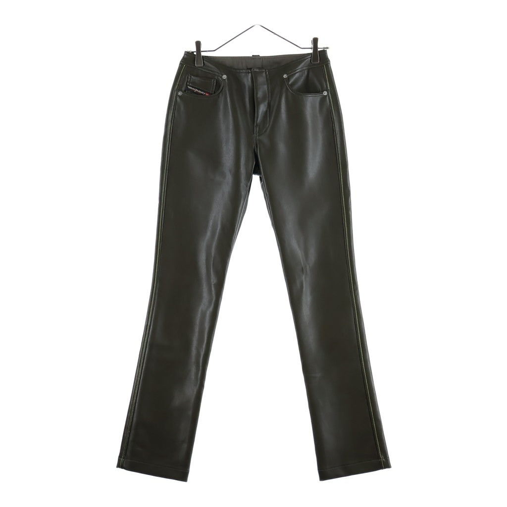 DIESEL(ディーゼル) P-CIRSIUM フェイクレザー スリム ストレート ロングパンツ ブラウン レディース A08583