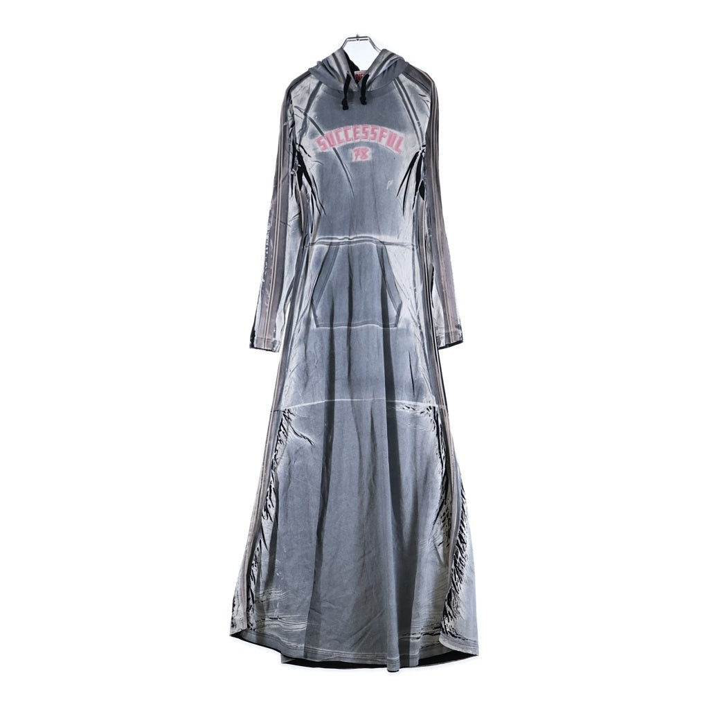 DIESEL(ディーゼル) D-ARAL-JP プリント フーデット ドレス/ワンピース グレー レディース A13449