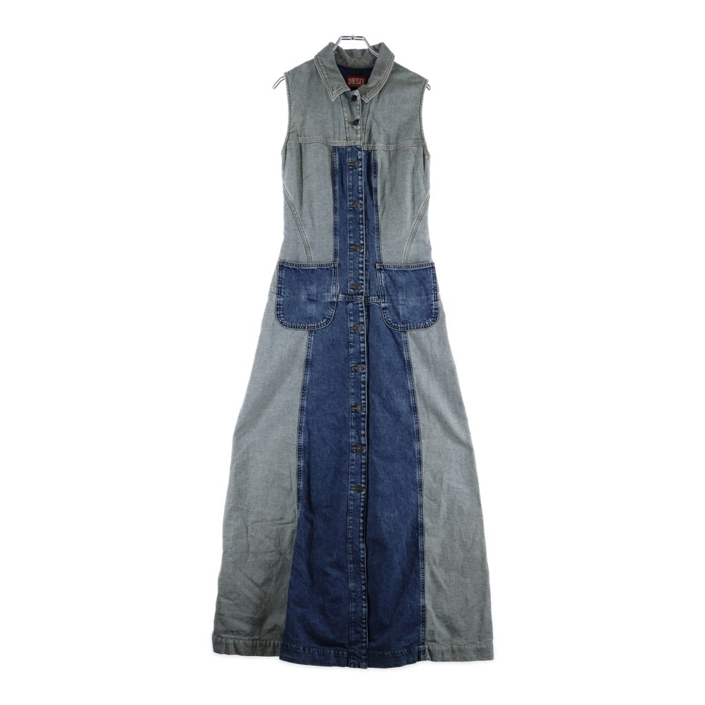 DIESEL(ディーゼル) DE-RAYS デニム ノースリーブ ドレス/ワンピース インディゴ レディース A03729