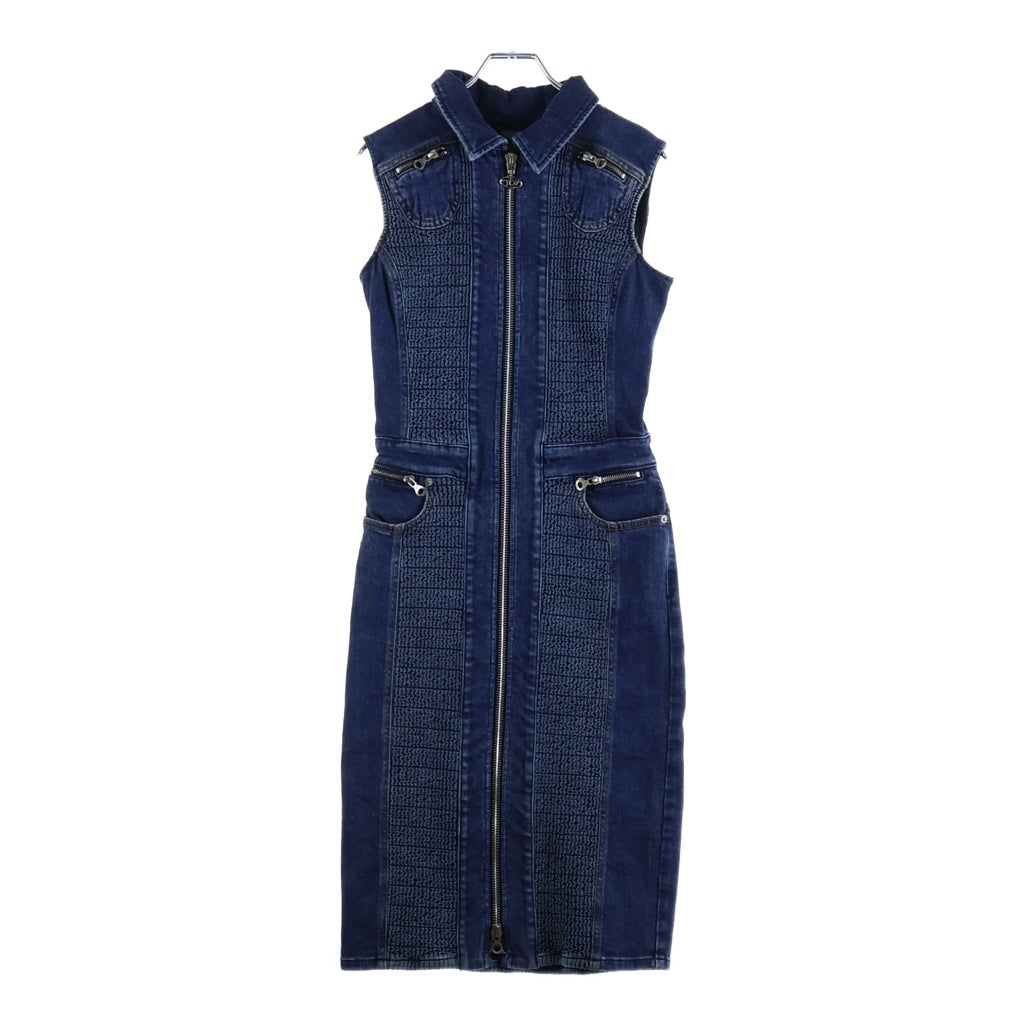 DIESEL(ディーゼル) DE-TERMINATE-FS フルジップアップ デニム ノースリーブ ドレス/ワンピース インディゴ A03729 レディース A05937