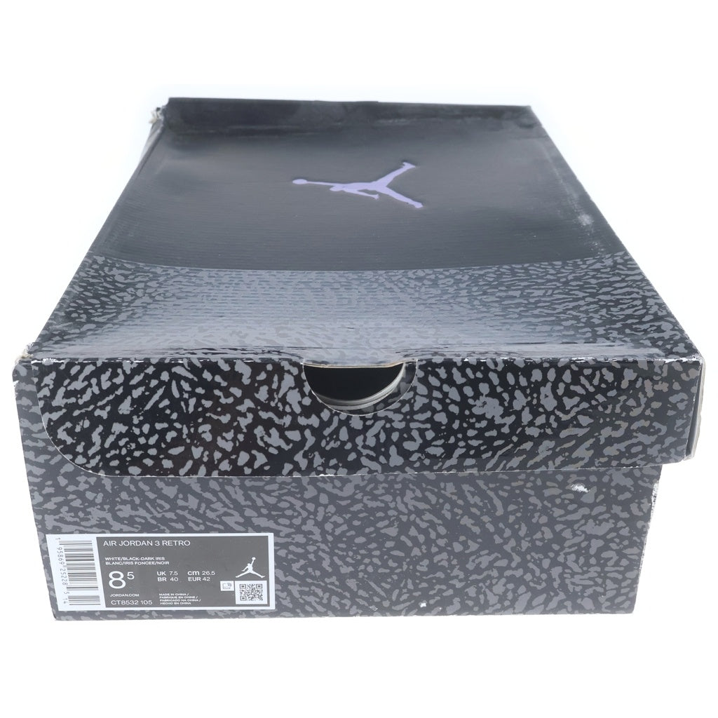 NIKE(ナイキ) AIR JORDAN 3 RETRO DARK IRIS CT8532-105 エアジョーダン3 レトロ ダークアイリス ハイカットスニーカー US8.5/26.5m ホワイト/パープル