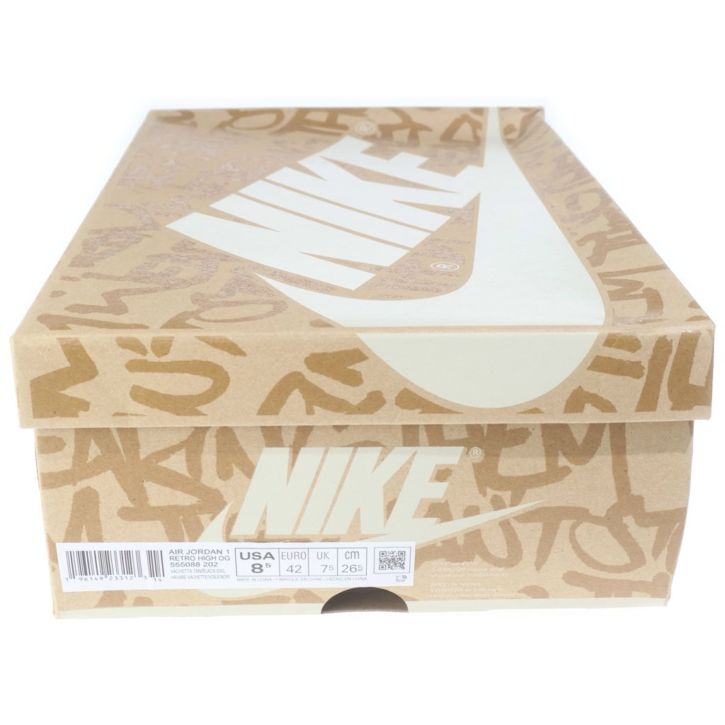 NIKE(ナイキ) AIR JORDAN 1 RETRO HIGH OG VACHETTA TAN 555088-202 エアジョーダン1 レトロ バケッタタン ハイカットスニーカー ブラック/ベージュ US8.5/26.5cm