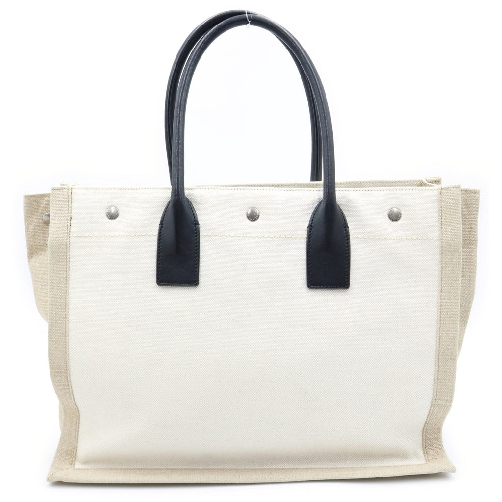 SAINT LAURENT PARIS(サンローランパリ) RIVE GAUCHE リヴゴーシュ ネームデザイン レザーハンドル キャンバス トートバッグ ベージュ 509415