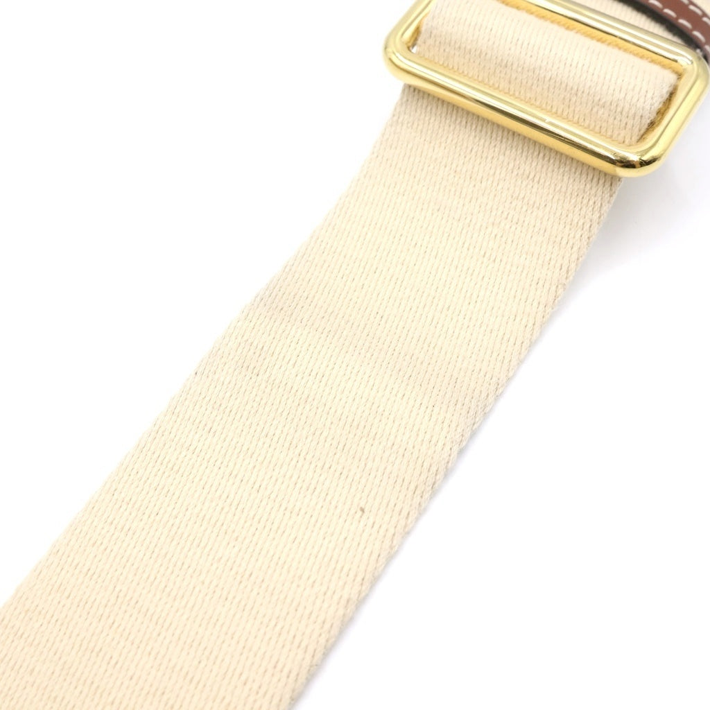 BURBERRY(バーバリー) ロゴレザーパッチ ステッチデザイン ゴールド金具 バッグストラップ ショルダーベルト ベージュ/ブラウン 8055168