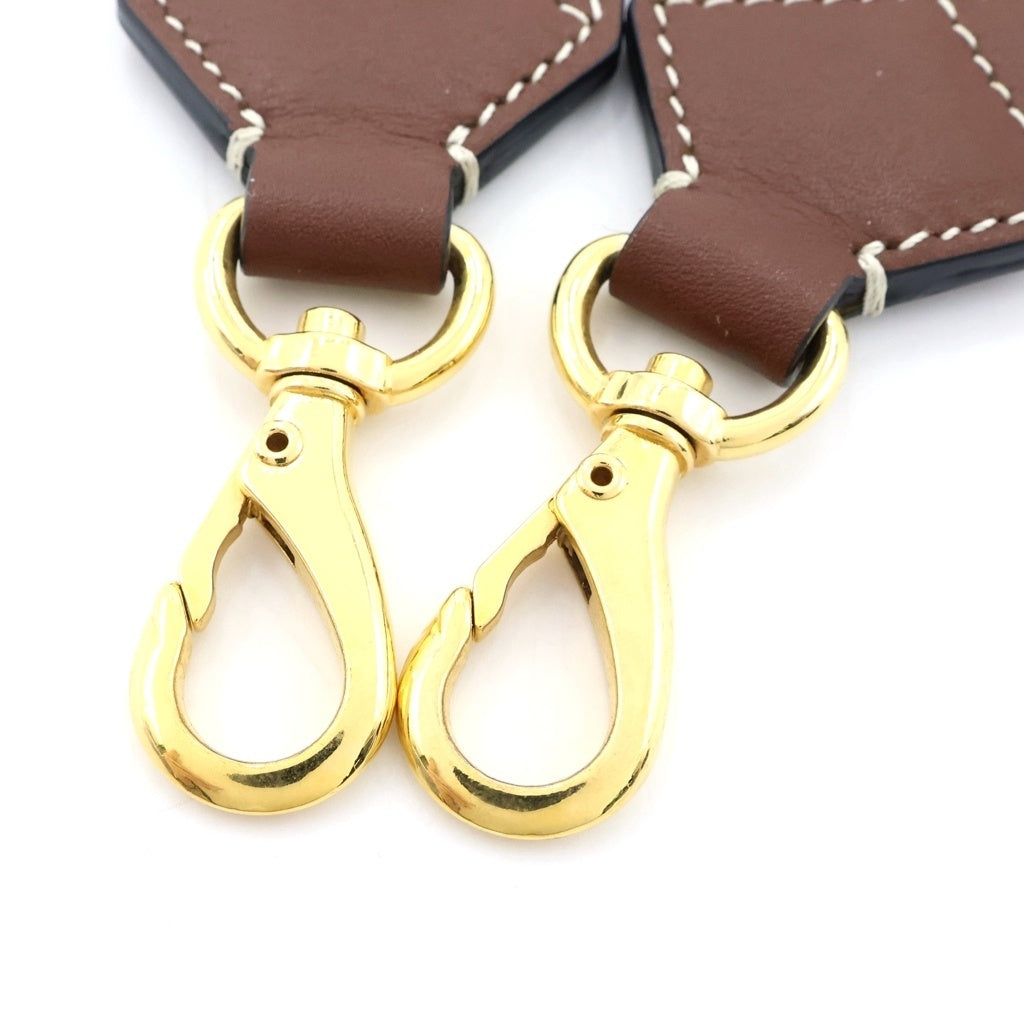 BURBERRY(バーバリー) ロゴレザーパッチ ステッチデザイン ゴールド金具 バッグストラップ ショルダーベルト ベージュ/ブラウン 8055168
