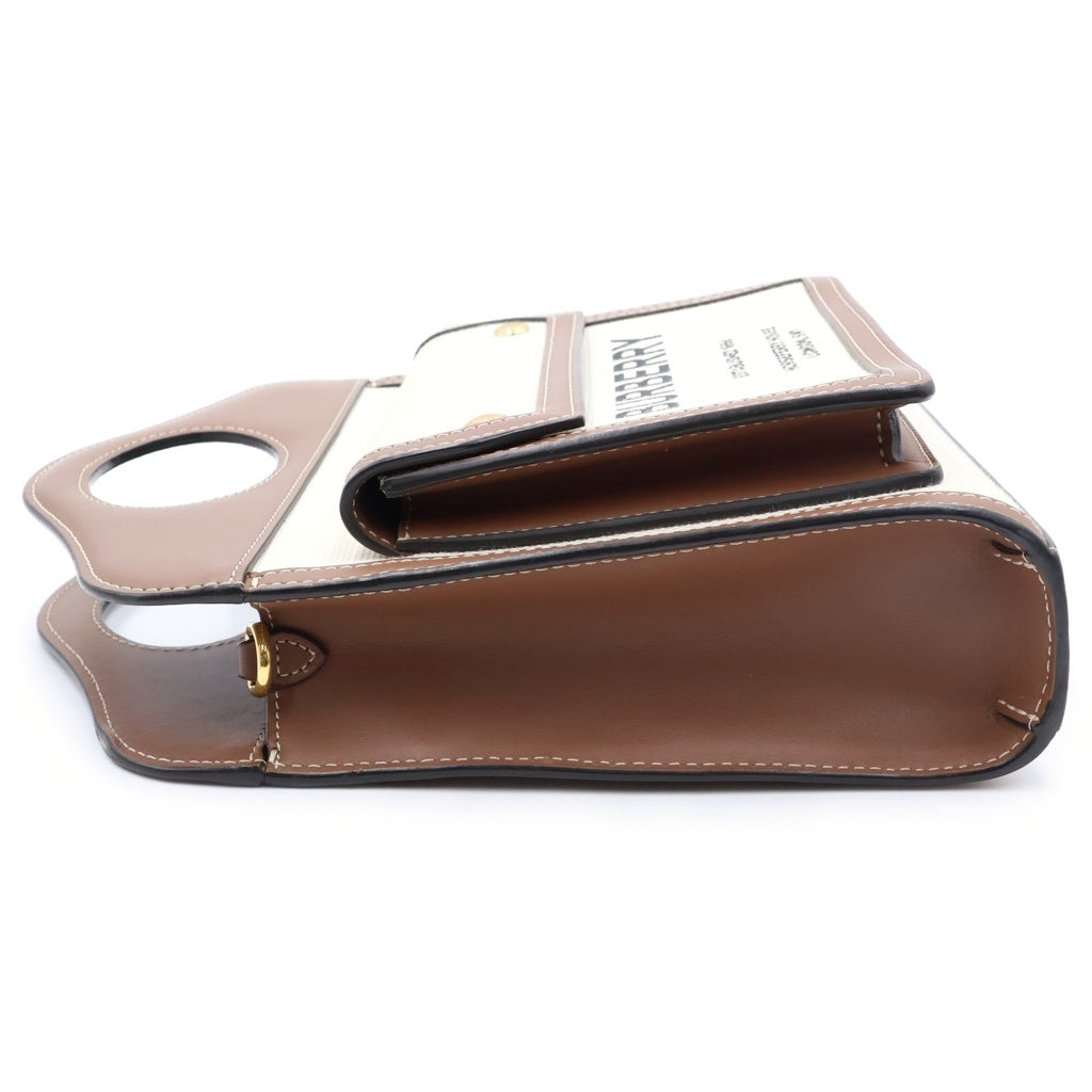 BURBERRY(バーバリー) ミニ ツートン キャンバス&レザー ポケット 2WAY ショルダー ハンドバッグ ベージュ/ブラウン 8039361 レディース
