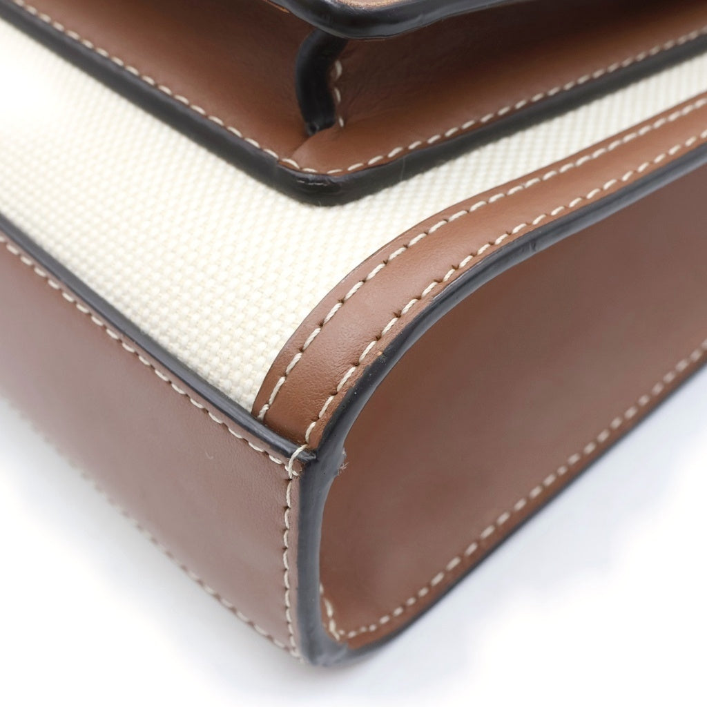 BURBERRY(バーバリー) ミニ ツートン キャンバス&レザー ポケット 2WAY ショルダー ハンドバッグ ベージュ/ブラウン 8039361 レディース