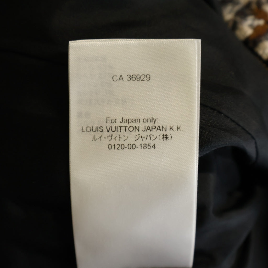 LOUIS VUITTON(ルイヴィトン) 22AW モノグラム総柄 ゴールドボタンベルトデザイン ツイード 半袖ワンピース レディース ブラウン RW222W JM9 FNDR50