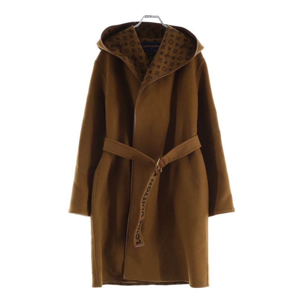LOUIS VUITTON(ルイヴィトン) 裏地モノグラム総柄 ベルトロゴデザイン ウール コート ブラウン レディース RW221W OWE FMCO23