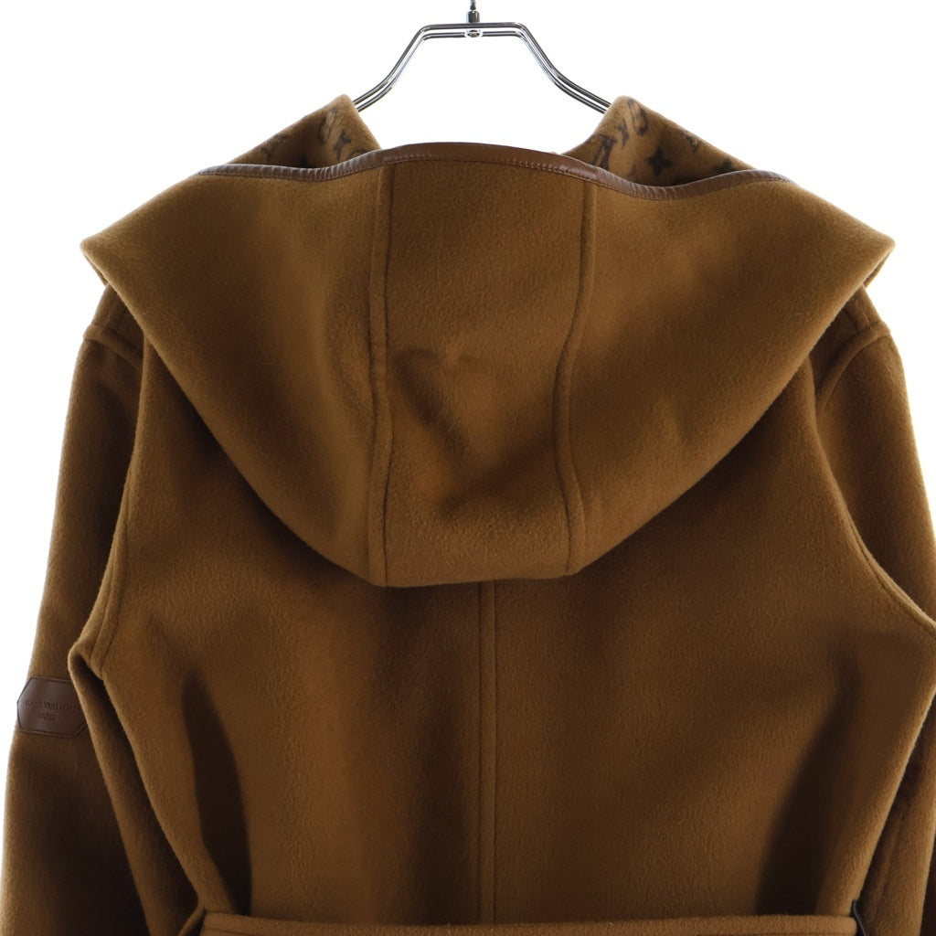 LOUIS VUITTON(ルイヴィトン) 裏地モノグラム総柄 ベルトロゴデザイン ウール コート ブラウン レディース RW221W OWE FMCO23