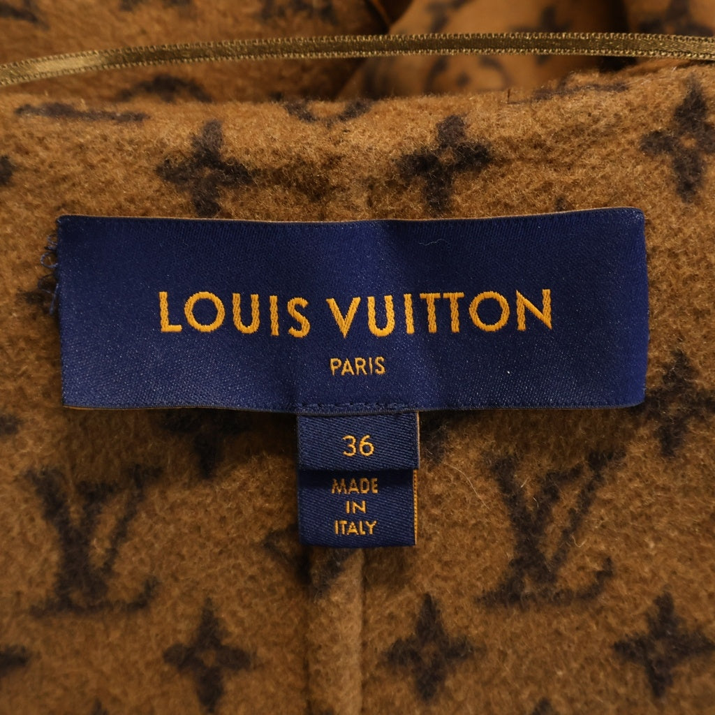 LOUIS VUITTON(ルイヴィトン) 裏地モノグラム総柄 ベルトロゴデザイン ウール コート ブラウン レディース RW221W OWE FMCO23
