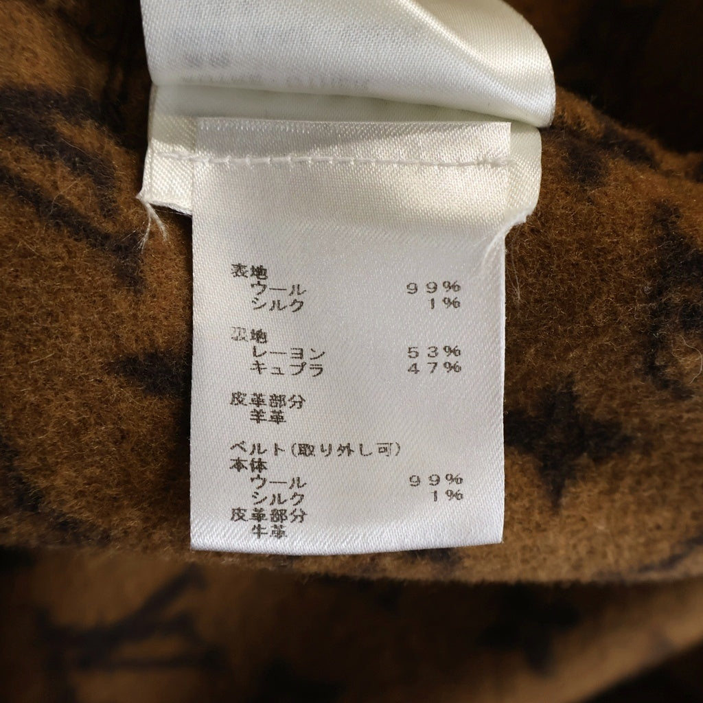 LOUIS VUITTON(ルイヴィトン) 裏地モノグラム総柄 ベルトロゴデザイン ウール コート ブラウン レディース RW221W OWE FMCO23