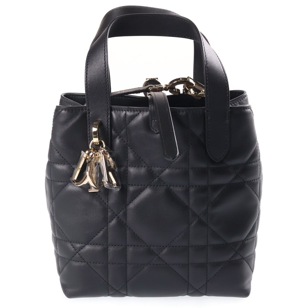 Christian Dior(クリスチャンディオール) マクロカナージュ トゥジュール レザー 2WAY ハンドバッグ ブラック レディース