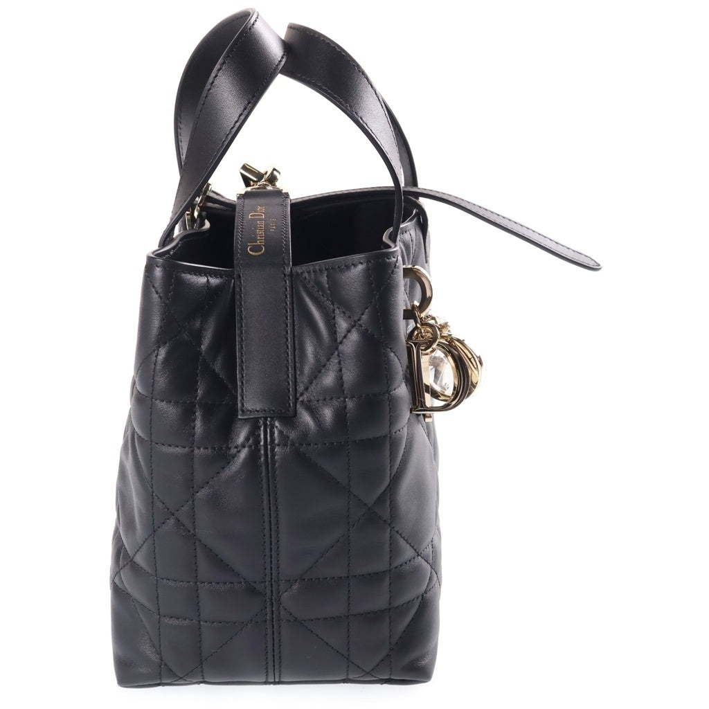 Christian Dior(クリスチャンディオール) マクロカナージュ トゥジュール レザー 2WAY ハンドバッグ ブラック レディース