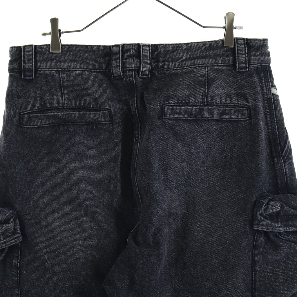DIESEL(ディーゼル) 24SS D-ARNE-SHORT-S 絞り加工 デニム カーゴ ショート パンツ ジョーツ ブラック A15001