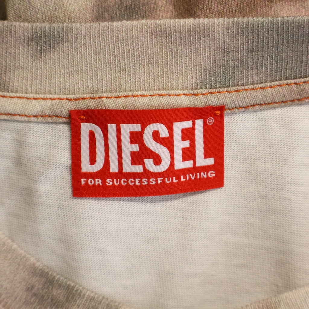 DIESEL(ディーゼル) T-BOXT-V7 デジタルカモフラージュ総柄 クルーネック 半袖Tシャツ カットソー ピンク/グレー A20213