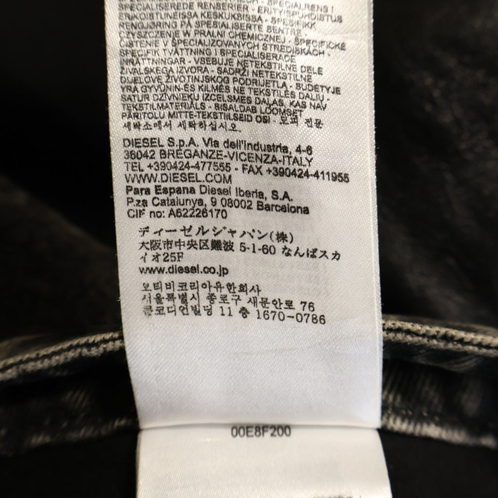 DIESEL(ディーゼル) P-BRETCH バックレザー切替 レイヤード デニム ワイドパンツ ブラック DSE-0123
