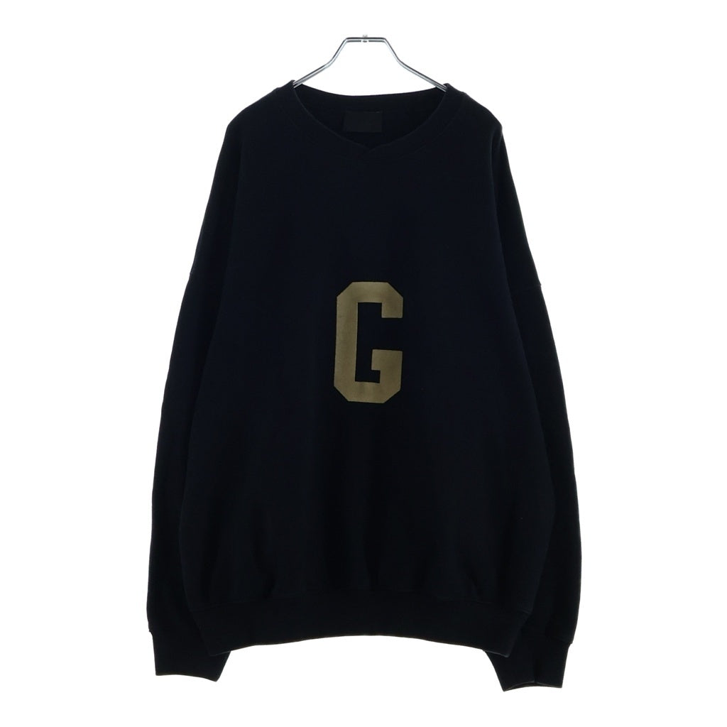 FEAR OF GOD(フィアオブゴッド) フロントGパッチデザイン クルーネック ロングスリーブ スウェット トレーナー ブラック FG50-054-014