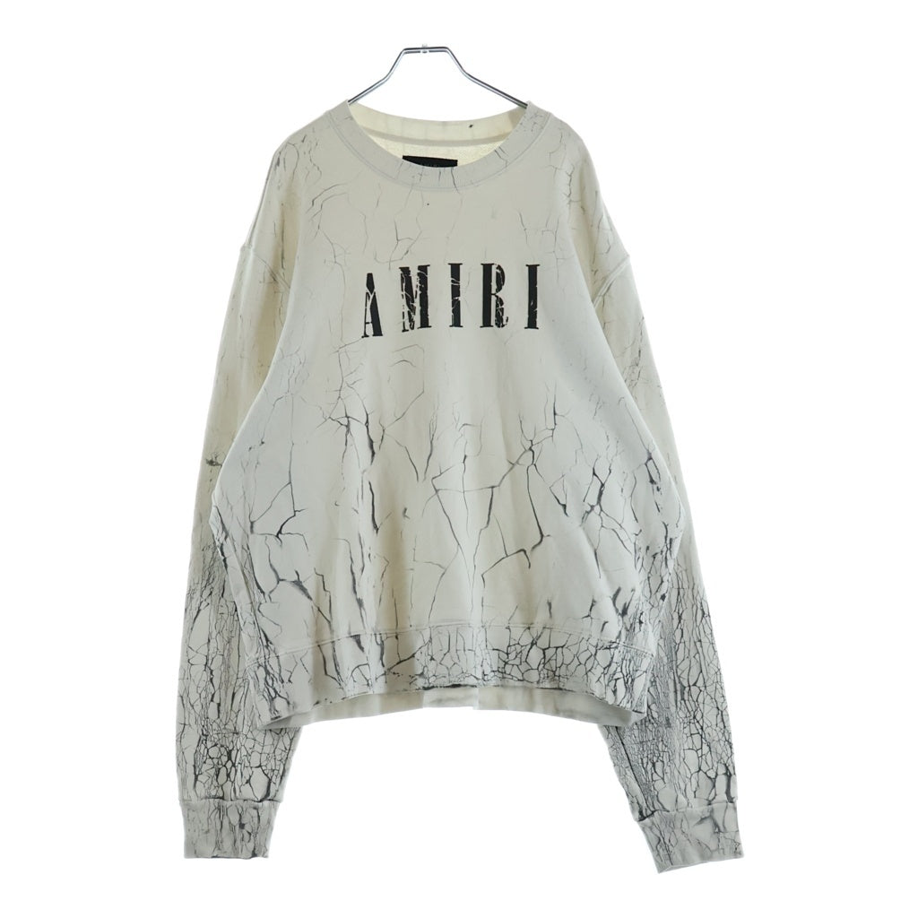 AMIRI(アミリ) ひび割れ総柄デザイン クルーネック ロングスリーブ スウェット トレーナー ホワイト SRPS23MJL025SMRSTH4