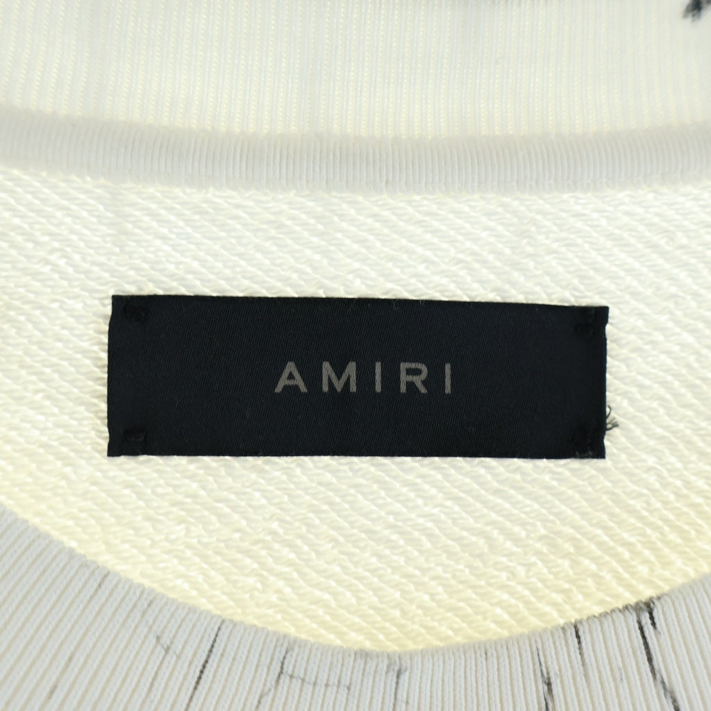 AMIRI(アミリ) ひび割れ総柄デザイン クルーネック ロングスリーブ スウェット トレーナー ホワイト SRPS23MJL025SMRSTH4