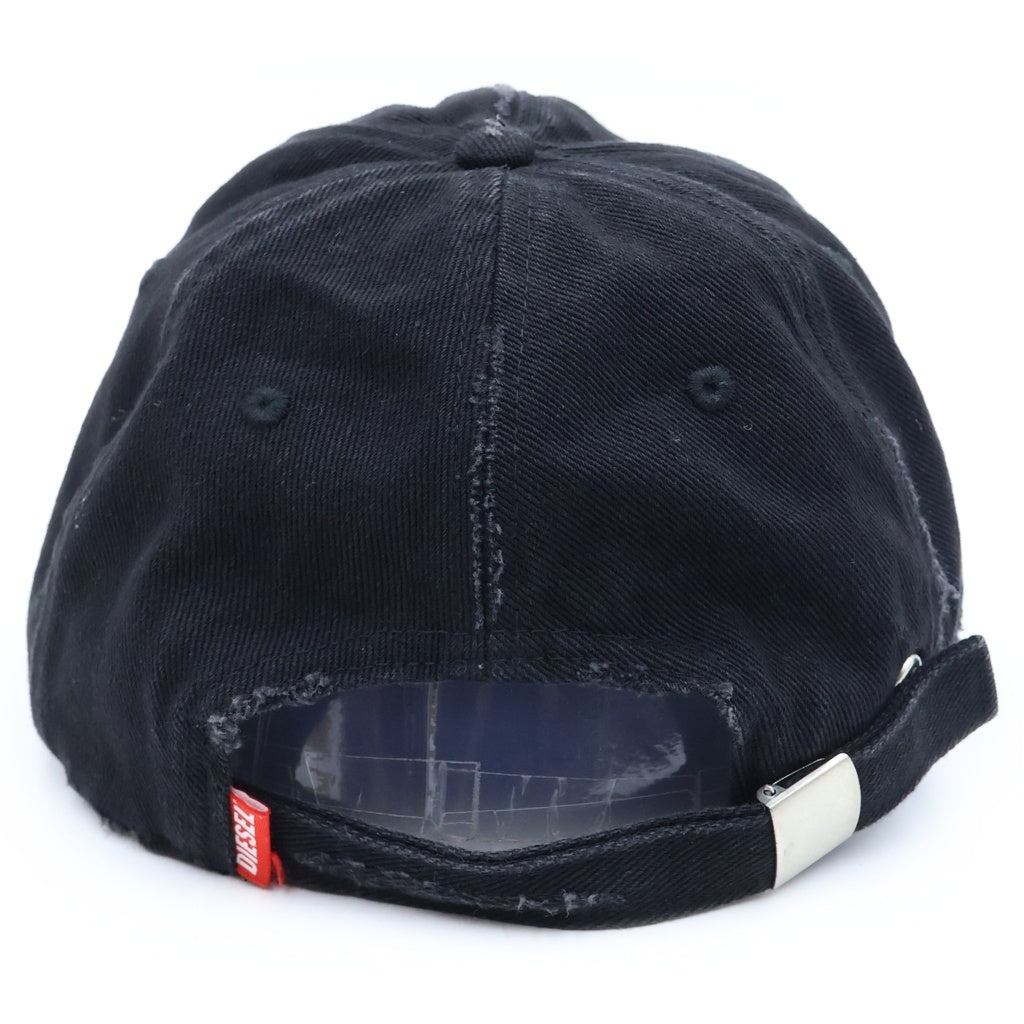 DIESEL(ディーゼル) オーバルDデザイン ダメージ加工 6パネル ベースボールキャップ 帽子 ブラック A17407