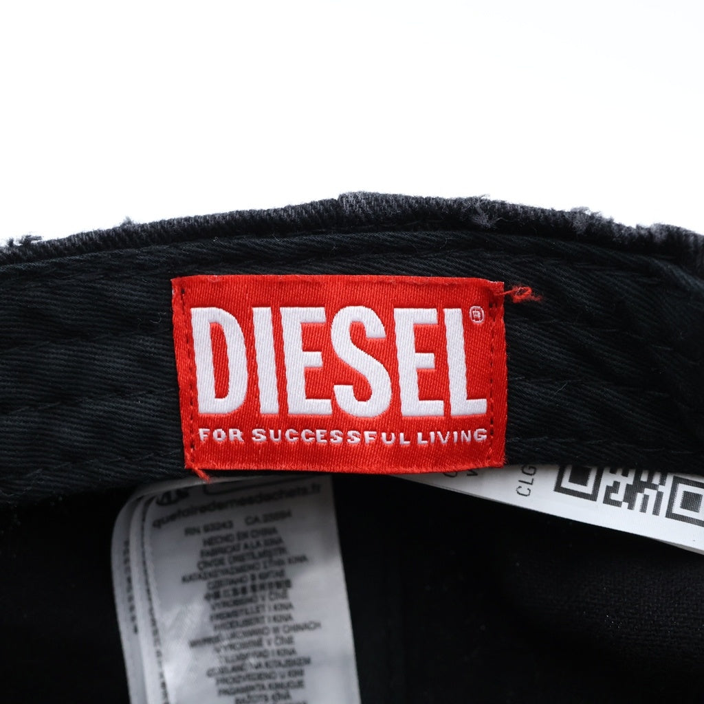 DIESEL(ディーゼル) オーバルDデザイン ダメージ加工 6パネル ベースボールキャップ 帽子 ブラック A17407