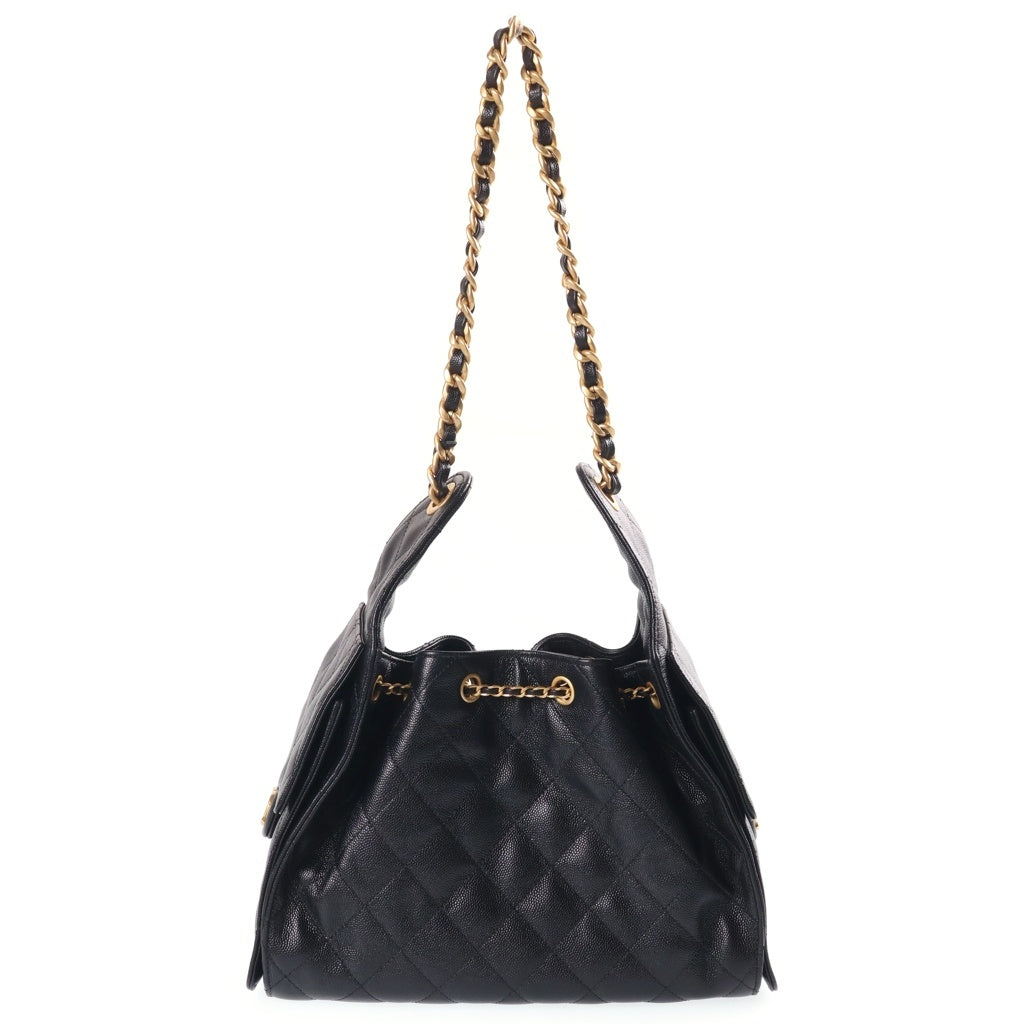 CHANEL(シャネル) シャネル 25 スモール キャビアスキン チェーンショルダーバッグ ブラック ゴールド金具 ランダムシリアル AS5293 レディース