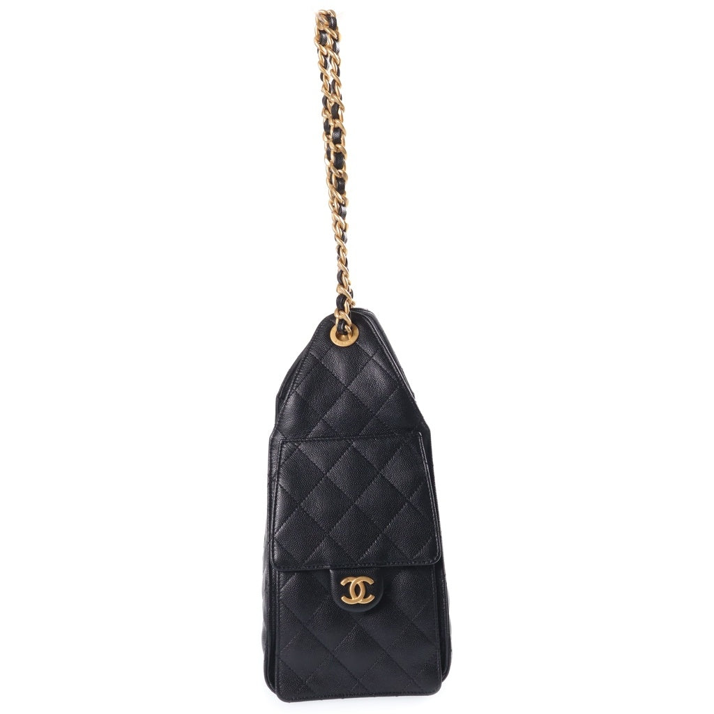 CHANEL(シャネル) シャネル 25 スモール キャビアスキン チェーンショルダーバッグ ブラック ゴールド金具 ランダムシリアル AS5293 レディース