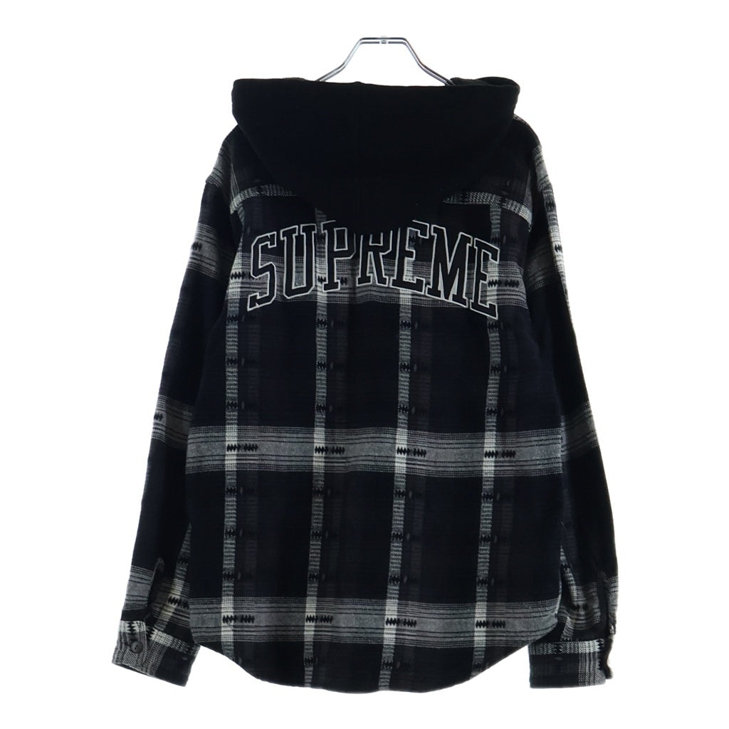 SUPREME(シュプリーム) 18AW Hooded Jacquard Flannel Shirt フーデッドジャガードフランネルチェックシャツ ブラック