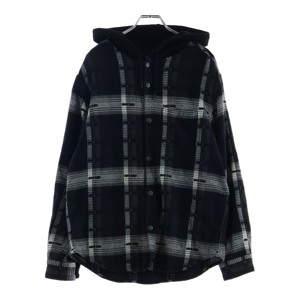 SUPREME(シュプリーム) 18AW Hooded Jacquard Flannel Shirt フーデッドジャガードフランネルチェックシャツ ブラック