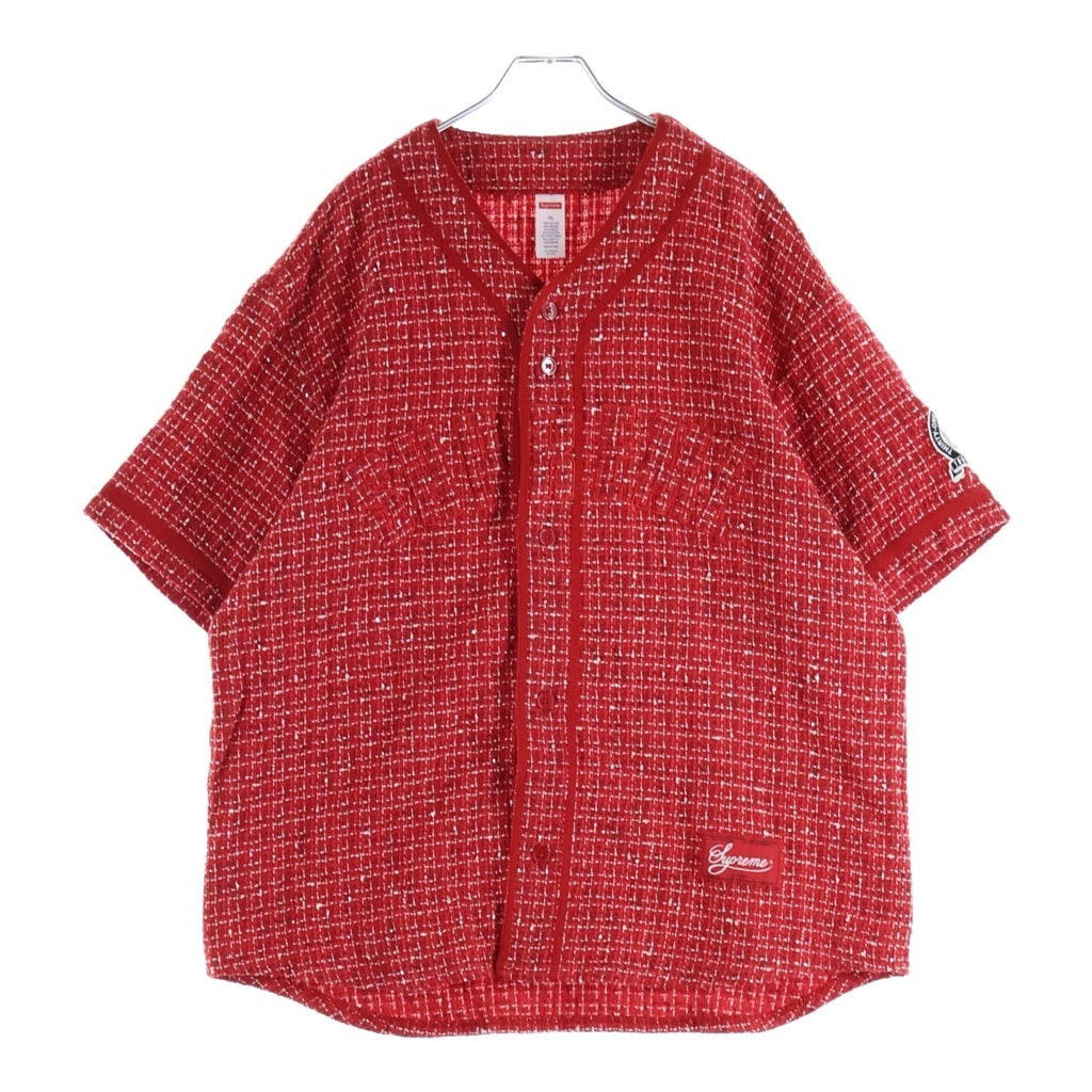 SUPREME(シュプリーム) 25AW Boucle Baseball Jersey ブークレ ベースボール ジャージー 半袖シャツ レッド