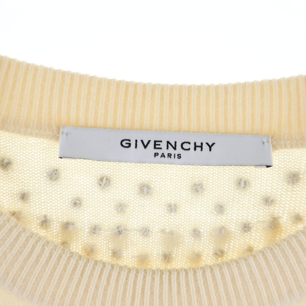GIVENCHY(ジバンシィ) ビジュー装飾 カシミヤ混 クルーネック ニット セーター ベージュ レディース