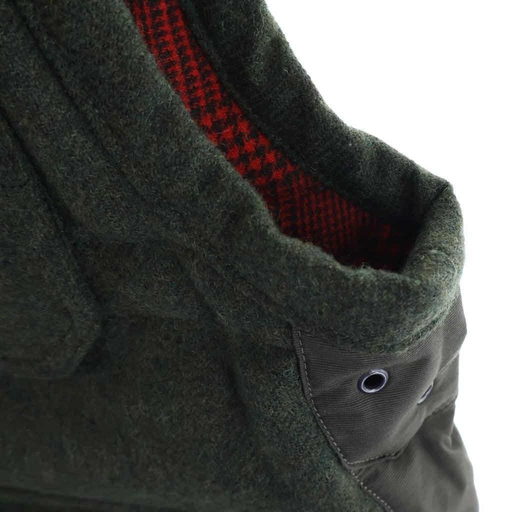White Mountaineering(ホワイトマウンテニアリング) 09AW ウィンドストッパー 裏地チェック柄切替 マルチポケット ダウン ベスト カーキ/レッド WM973216