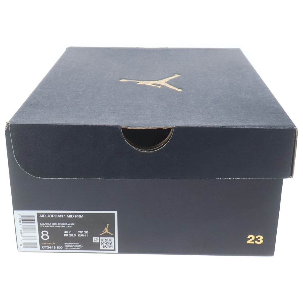 NIKE(ナイキ) ×Sneakersnstuff AIR JORDAN 1 MID PREMIUM CT3443-100 スニーカーズエンスタッフ エアジョーダン1 ミッドカットスニーカー グレー/ホワイト/レッド US8/28cm