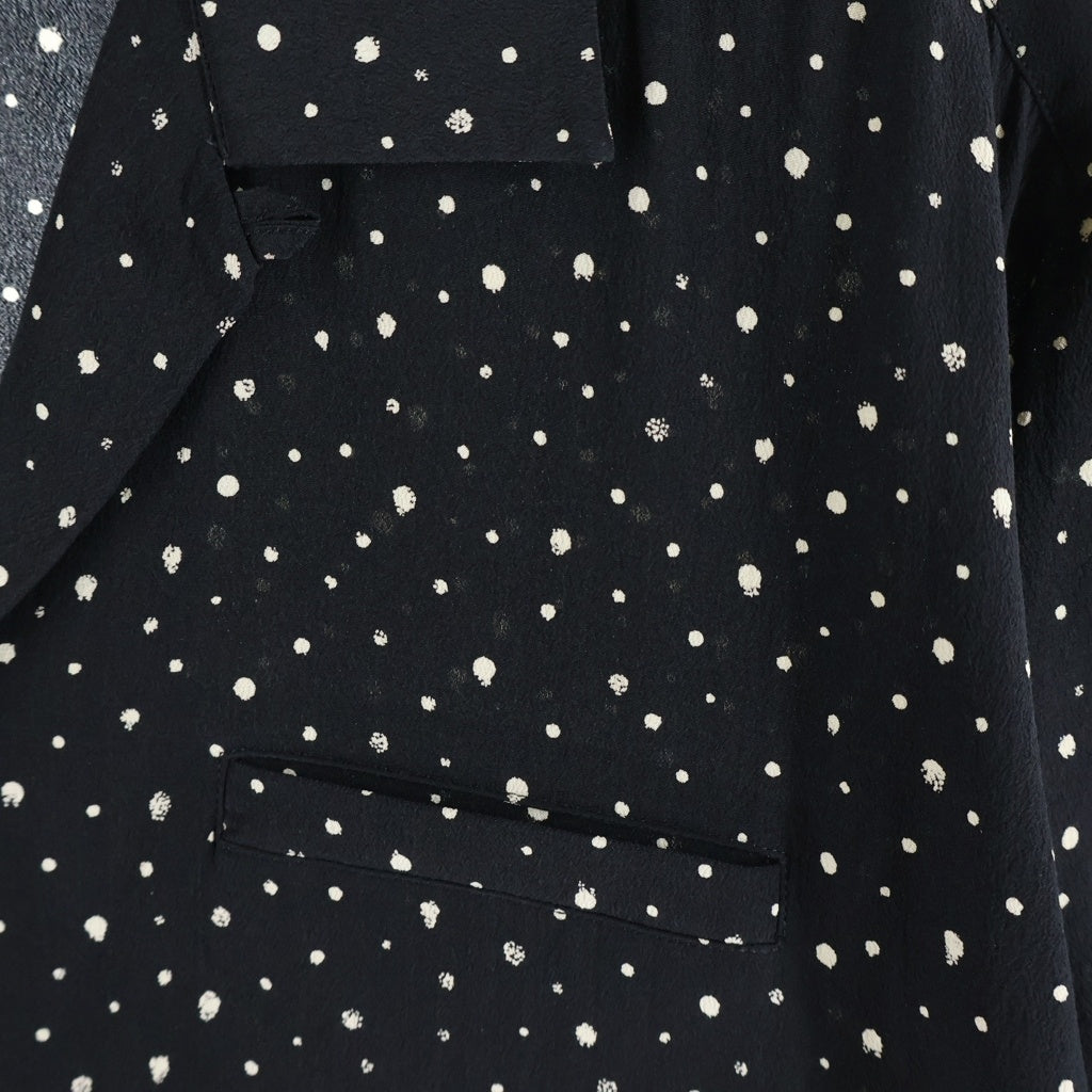 SAINT LAURENT PARIS(サンローランパリ) 19SS ドット 総柄 シルク オープンカラー 半袖シャツ ブラック 531956 Y104V