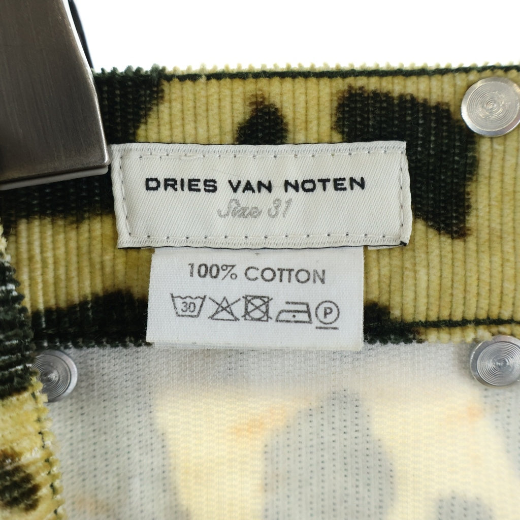 DRIES VAN NOTEN(ドリスヴァンノッテン) Leopard Corduroy Pants レオパード コーデュロイストレートパンツ イエロー