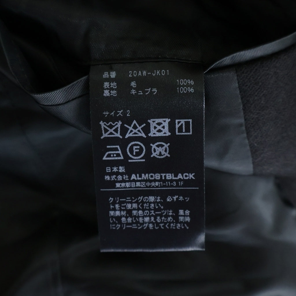 ALMOSTBLACK(オールモストブラック) 20AW カットオフ 再構築 ノッチドラペル テーラードジャケット ブラック 20AW-JK01
