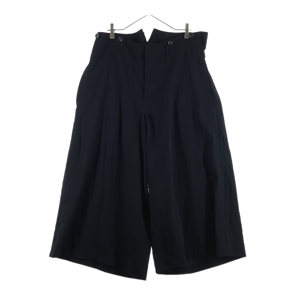 Yohji Yamamoto POUR HOMME(ヨウジヤマモト プールオム) 18AW SUSPENDERS PANTS WRINKLED GABARDINE ワイドシルエット ギャバジン サスペンダーパンツ ブラック HV-P19-100