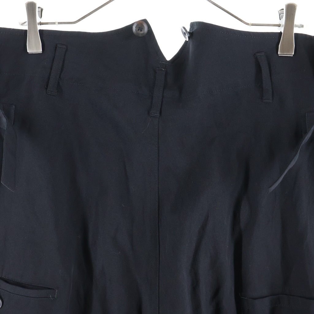 Yohji Yamamoto POUR HOMME(ヨウジヤマモト プールオム) 18AW SUSPENDERS PANTS WRINKLED GABARDINE ワイドシルエット ギャバジン サスペンダーパンツ ブラック HV-P19-100
