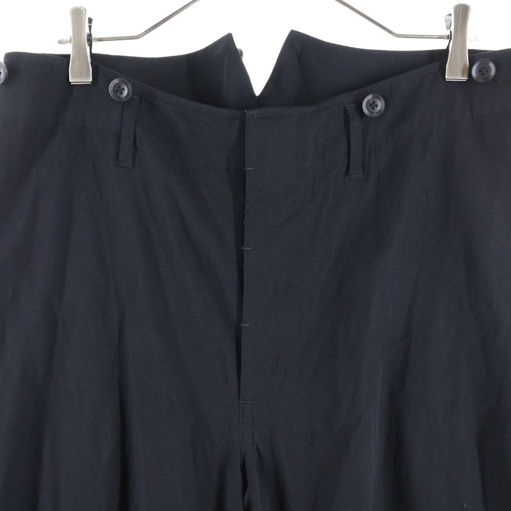 Yohji Yamamoto POUR HOMME(ヨウジヤマモト プールオム) 18AW SUSPENDERS PANTS WRINKLED GABARDINE ワイドシルエット ギャバジン サスペンダーパンツ ブラック HV-P19-100