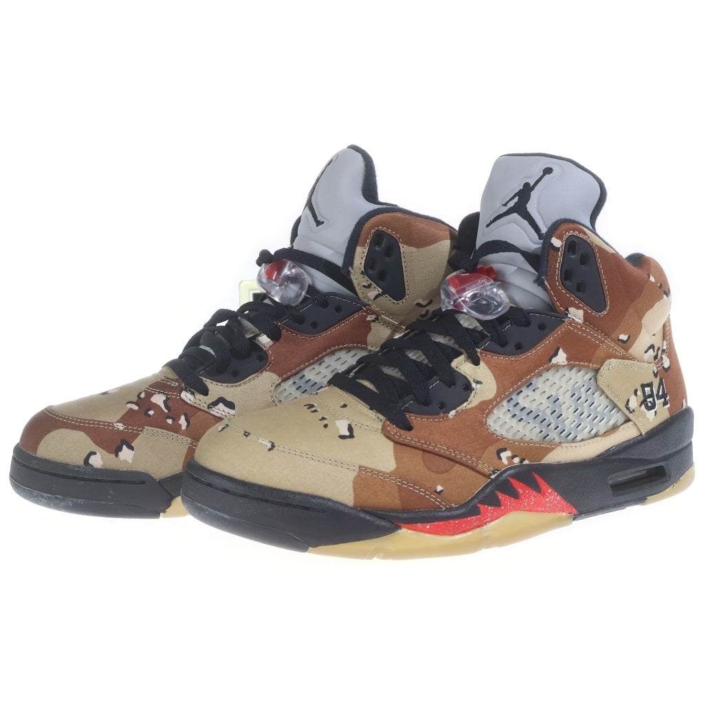 NIKE(ナイキ) ×Supreme AIR JORDAN5 RETRO DESERT CAMO 824371-201 シュプリーム エアジョーダン5 レトロ デザート カモ ハイカットスニーカー ブラウン/ベージュ US9.5/27.5cm